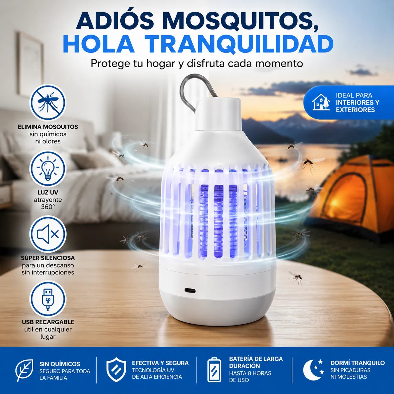 Lámpara Antimosquitos Multifuncional